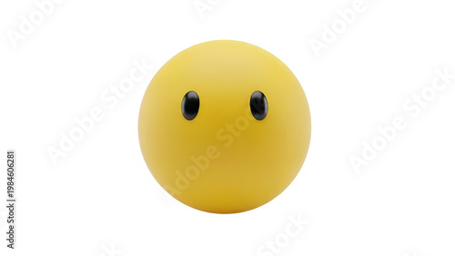 Yellow smiley face emoji isolated on transparent background with black eyes