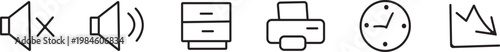 Collection of hand drawn electronic device icons in black and white