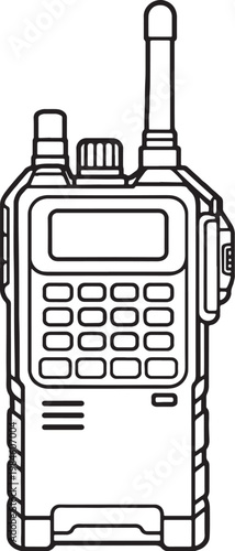 Field Communication Device Line Art Vector Military Radio Equipment Black White Illustration