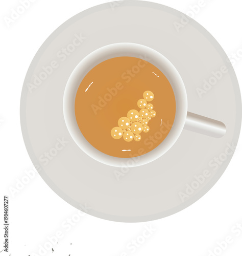 coffee cup top view hot beverage cappuccino mug cafe drink illustration