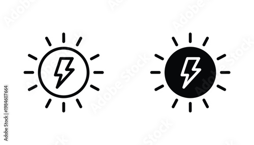 Solar Energy Lightning Bolt Icon Power Symbol Concept