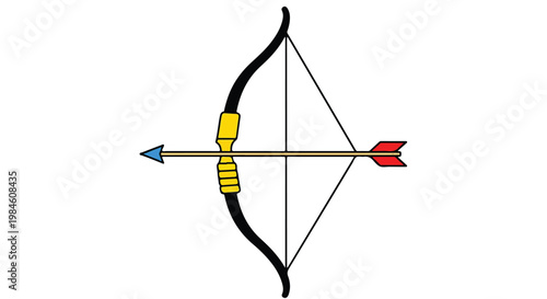 Archery bow and arrow illustration with archery sport, target shooting
