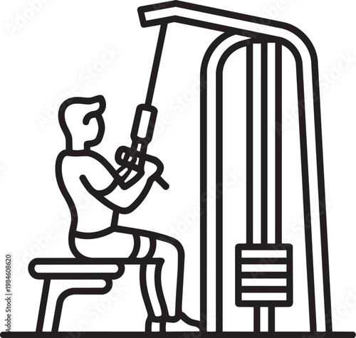 Man exercising on a seated cable row machine