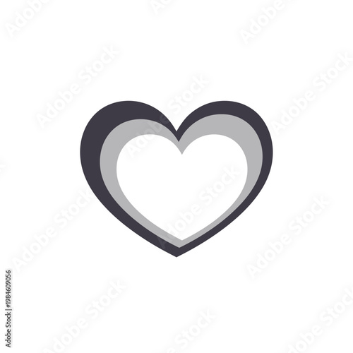 Abstract Heart Shape Symbol with Layers and Outline.