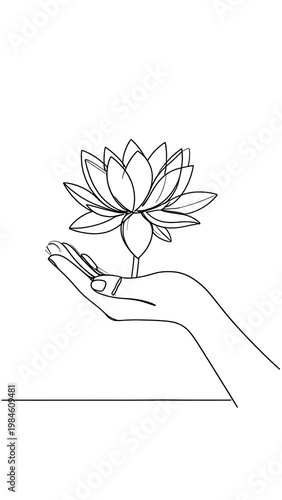 Lotus in Hand Sketch.