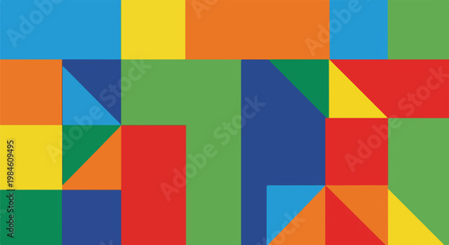 Colorful geometric mosaic background with bright abstract tiles