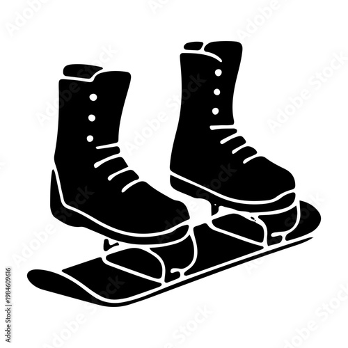 Snowboard and Boots Icon Silhouette for Winter Sports Design