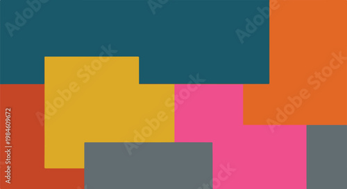 Abstract geometric color blocks background with bold mosaic palette