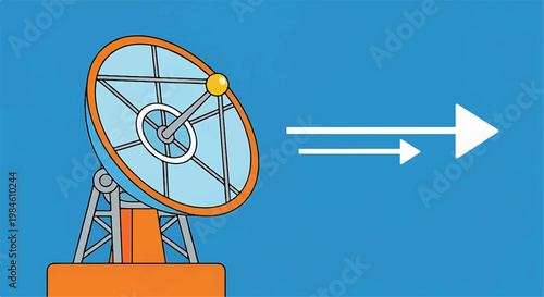 Satellite dish with signal arrow signal strength communication tower receiver