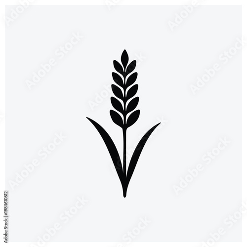 Wheat stalk silhouette, plant icon, agriculture symbol