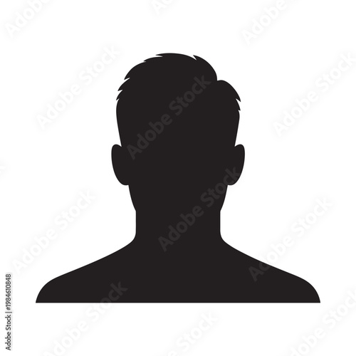 Silhouette of a man s head and shoulders against a white background