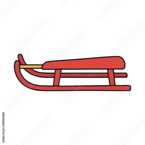 Red Wooden Winter Sled Illustration Isolated on White