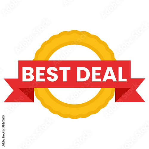 Best Deal rubber stamp sticker with red ribbon