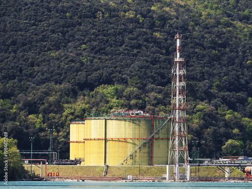 Detail of lng terminal in the gulf of la spezia,italy