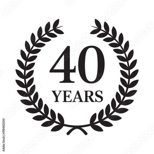 Konstfotografi A black and white laurel wreath design celebrates forty years of service