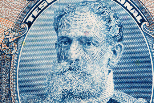 Deodoro da Fonseca a closeup portrait from old Brazilian money