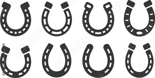Horseshoe icons set, lucky symbol collection for fortune, protection and decorative illustration