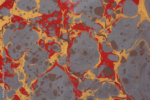 Fluid Ebru marbling background with flowing liquid paint patterns