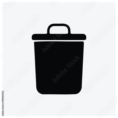Trash can icon, waste bin, garbage container silhouette