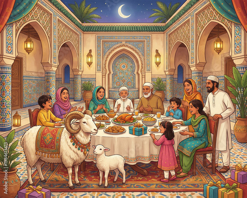  Eid Mubarak concept photography, Ramadan Kareem greeting background, Hijri new year and Islamic new year