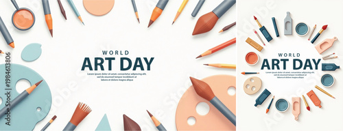 Elegant world art day background, World art day illustration for website, banner & social media template