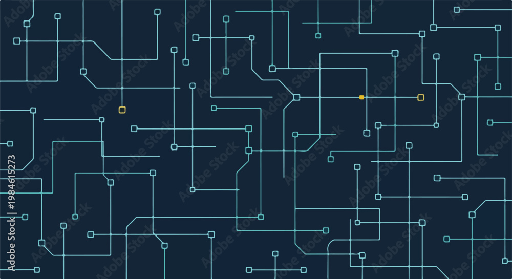 Obraz premium dark blue circuit pattern background with interconnected lines and nodes