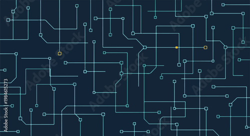 dark blue circuit pattern background with interconnected lines and nodes