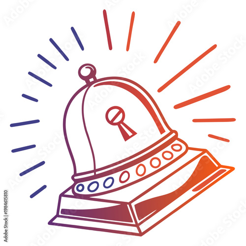 Front desk hotel service bell with ringing lines.