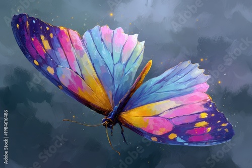 Vibrant watercolor butterfly in flight for decorative poster art