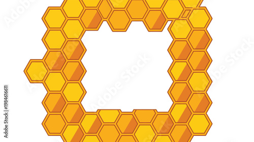 Honeycomb Hexagon Frame Border Template with Copy Space for Bee Products and Organic Honey Marketing Designs