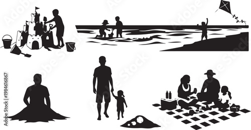 Black and white of people working and relaxing on various modes of transport