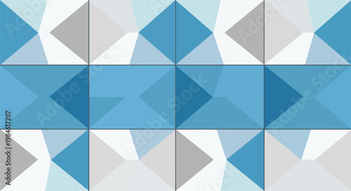 Abstract blue geometric tile pattern with triangles and tessellated shapes