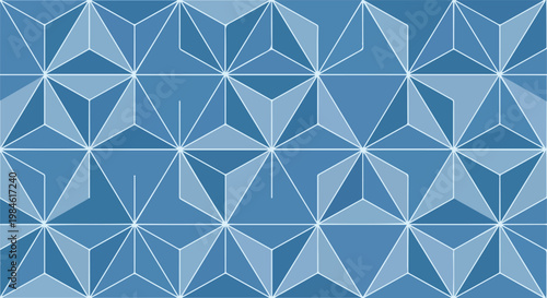 Blue geometric tessellation pattern with triangular facets