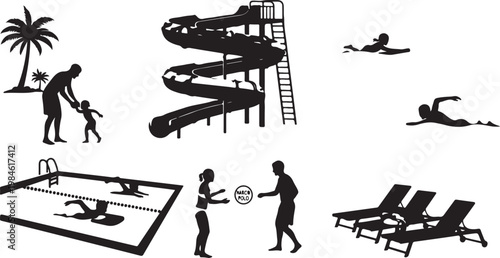 Black silhouettes of travel and transportation modes