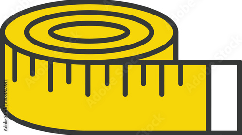 Yellow measuring tape icon vector illustration for tailor sewing diet and fitness concepts isolated on white background