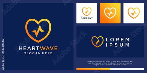 Heart wave logo design template