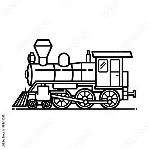Vintage Steam Locomotive Vector Icon