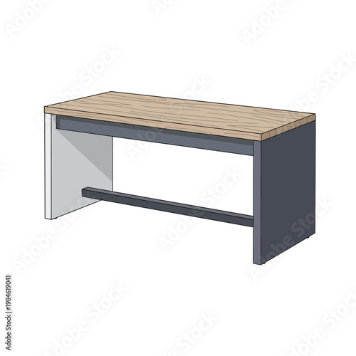 Modern Minimalist Desk with Natural Wood Top and Dark Gray Base