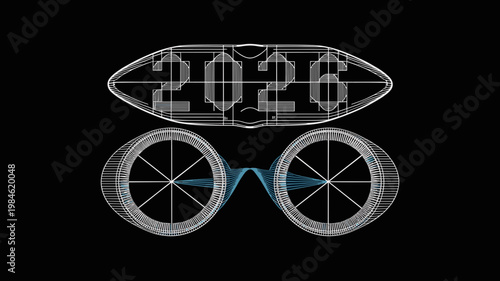 Geometric lens case icon with hexagonal aperture design - for healthcare innovation content