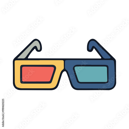 Retro Stylized 3D Cinema Glasses Illustration