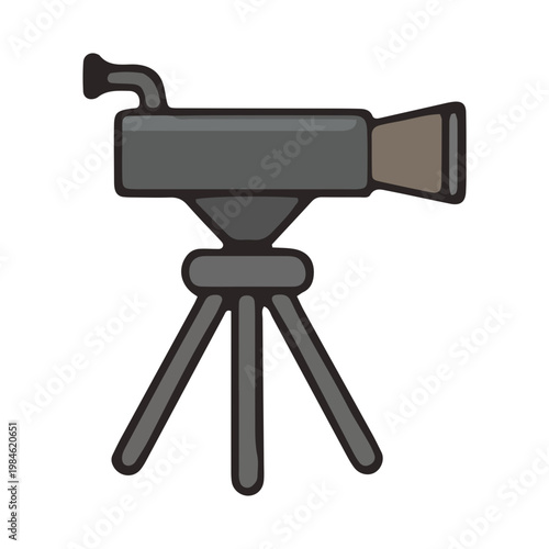 Professional movie camera on tripod icon illustration