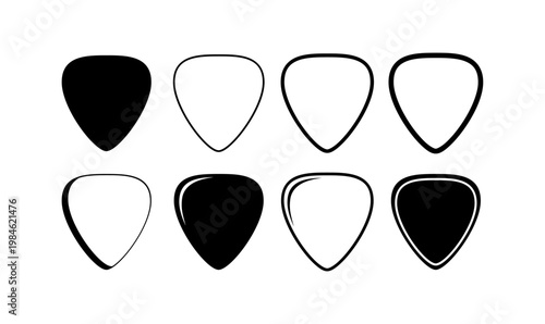 Vector illustration of a guitar pick icon set on a white background.