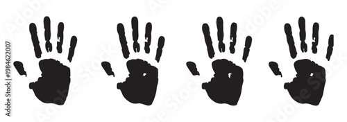 Black silhouette of a hand print, a modern illustration, is isolated on a white background