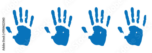 Black silhouette of a hand print, a modern illustration, is isolated on a white background