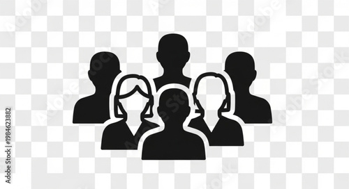 Group of diverse people silhouettes standing together as a team.