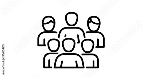 Group of people icon simple line art illustration.
