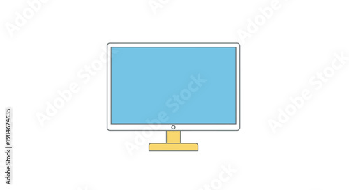 Simple flat design illustration of a modern computer monitor with blue screen.