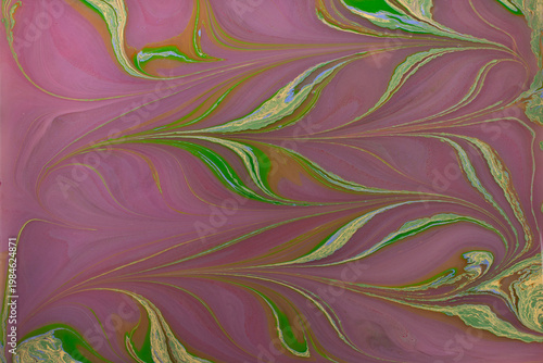 Colorful abstract Ebru marbling background with vibrant liquid ink swirls
