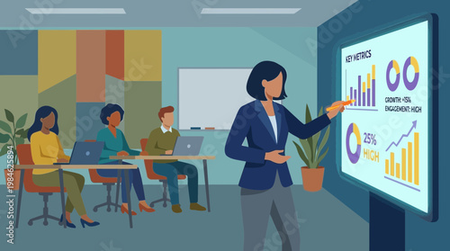 Business Presentation with Data Analysis and Professional Team