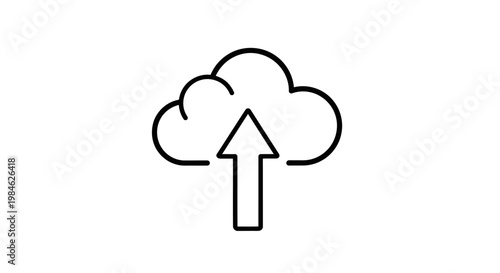 An illustration of a cloud with an upward arrow symbolizes data upload to the cloud storage system.